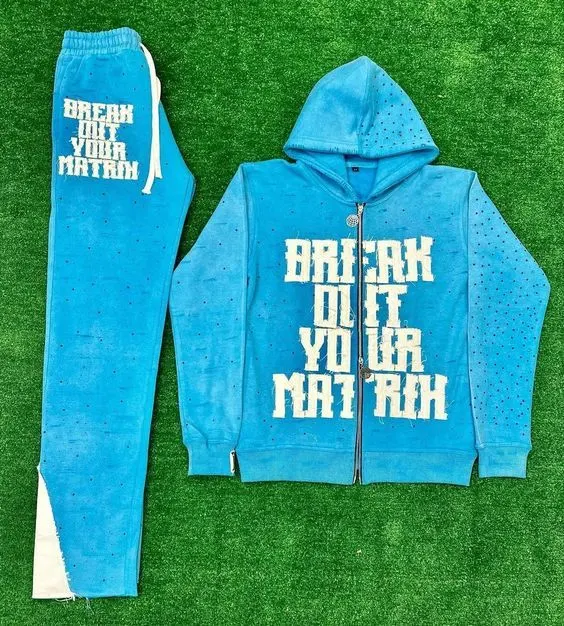 Mint Green Flame Tracksuit – Edgy Streetwear Set - Image 2