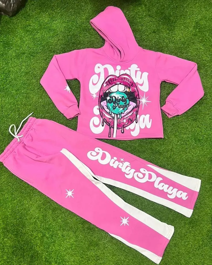 Mint Green Flame Tracksuit – Edgy Streetwear Set - Image 3