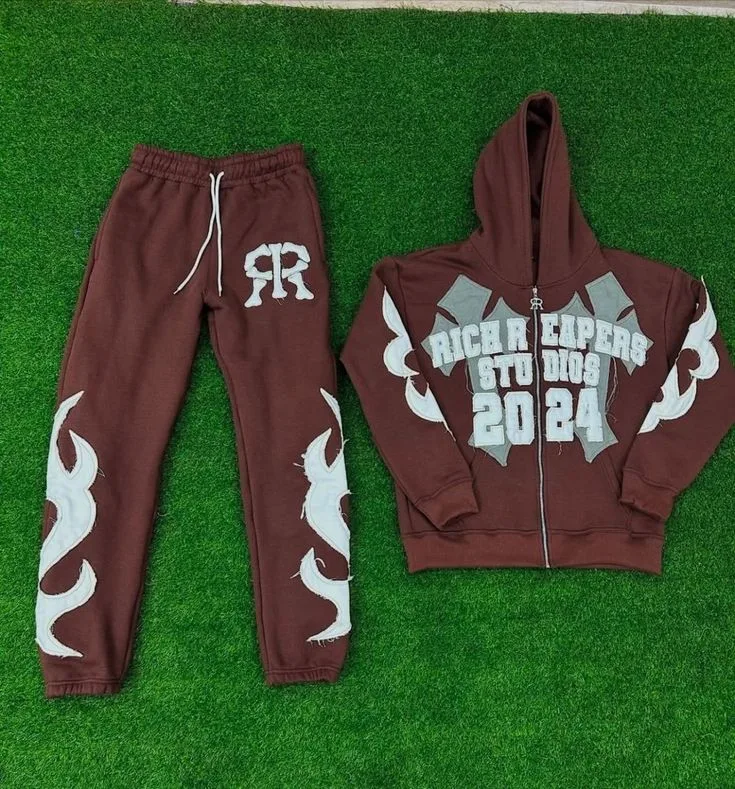 Mint Green Flame Tracksuit – Edgy Streetwear Set - Image 5