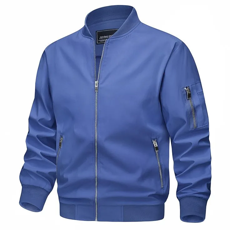 Men’s Classic MA-1 Flight Bomber Jacket – Zippered Utility & Ribbed Fit